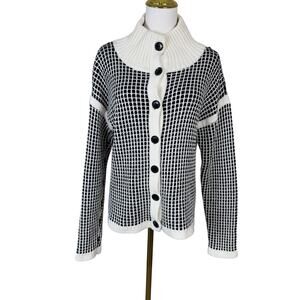 Banana Republic Check Knit Cardigan Sweater US Women's L